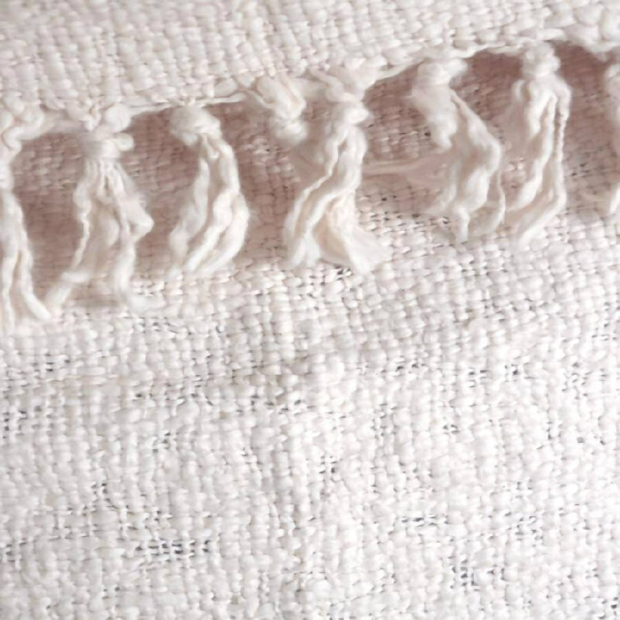 Textured Oxford Throw Blanket - Cream - wearwell