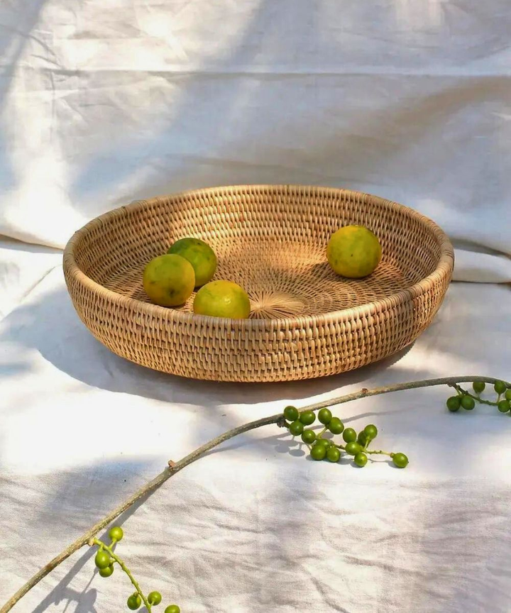 Rattan Woven Bowl with Limes | Wearwell Sustainable, Ethical Clothing, Accessories, and Home Decor
