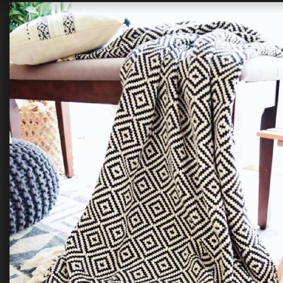 Marie Throw Blanket - Black - wearwell