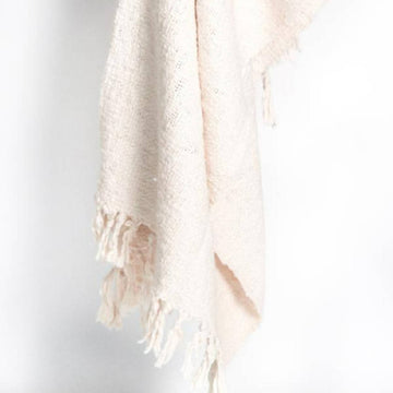 Textured Oxford Throw Blanket - Cream - wearwell
