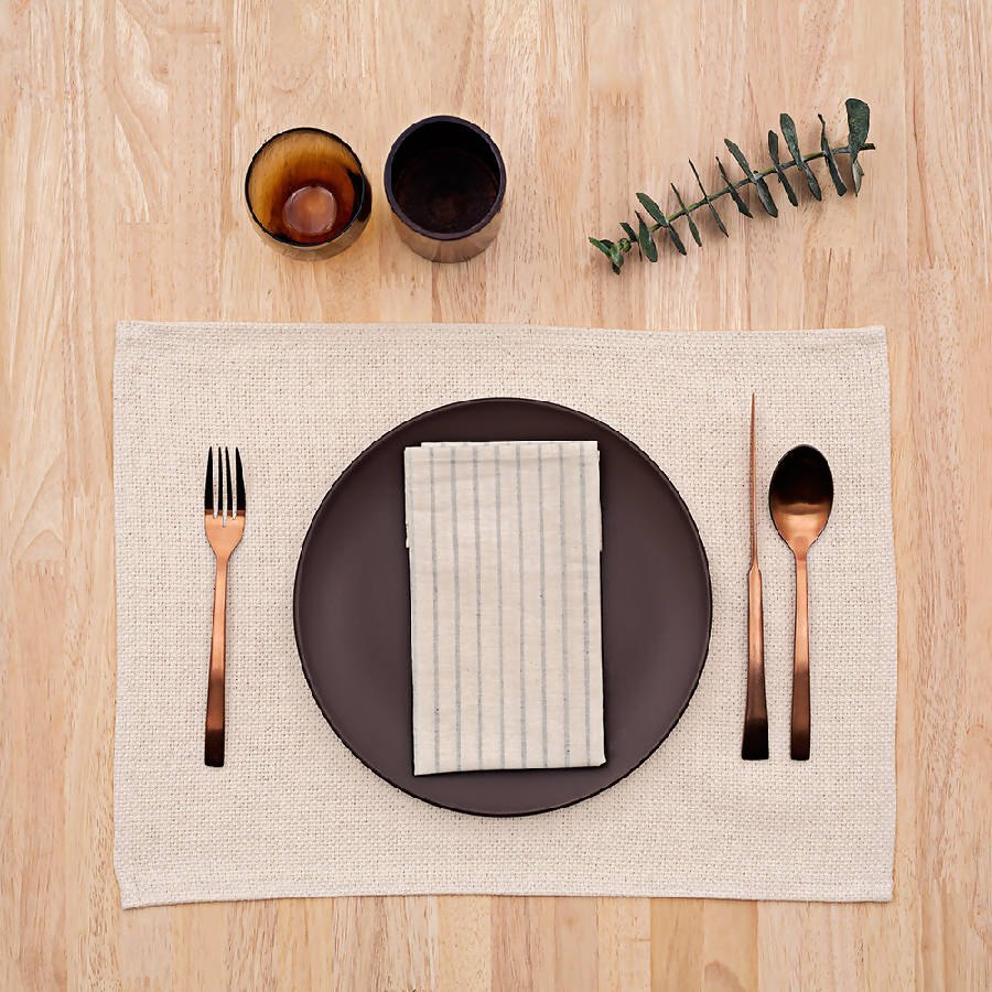 Natural Striped Cotton Napkins - Set of 4 - wearwell