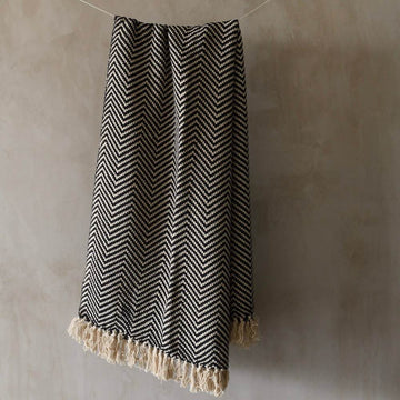 Cara Throw Blanket - Black - wearwell